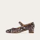 Dora Low Heels, brown python pattern